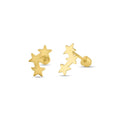 14 Karat Yellow Gold 3 Star Screw Back Stud Earring