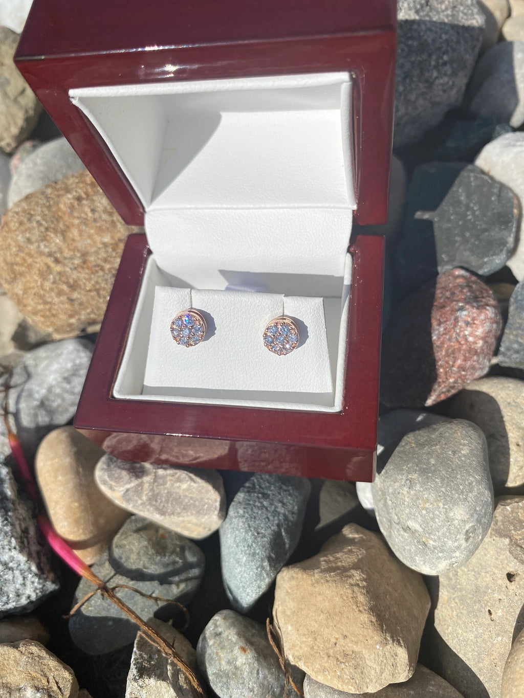 MOSAIC STUD DIAMOND EARRINGS 10K SOLID GOLD 0.50CTW