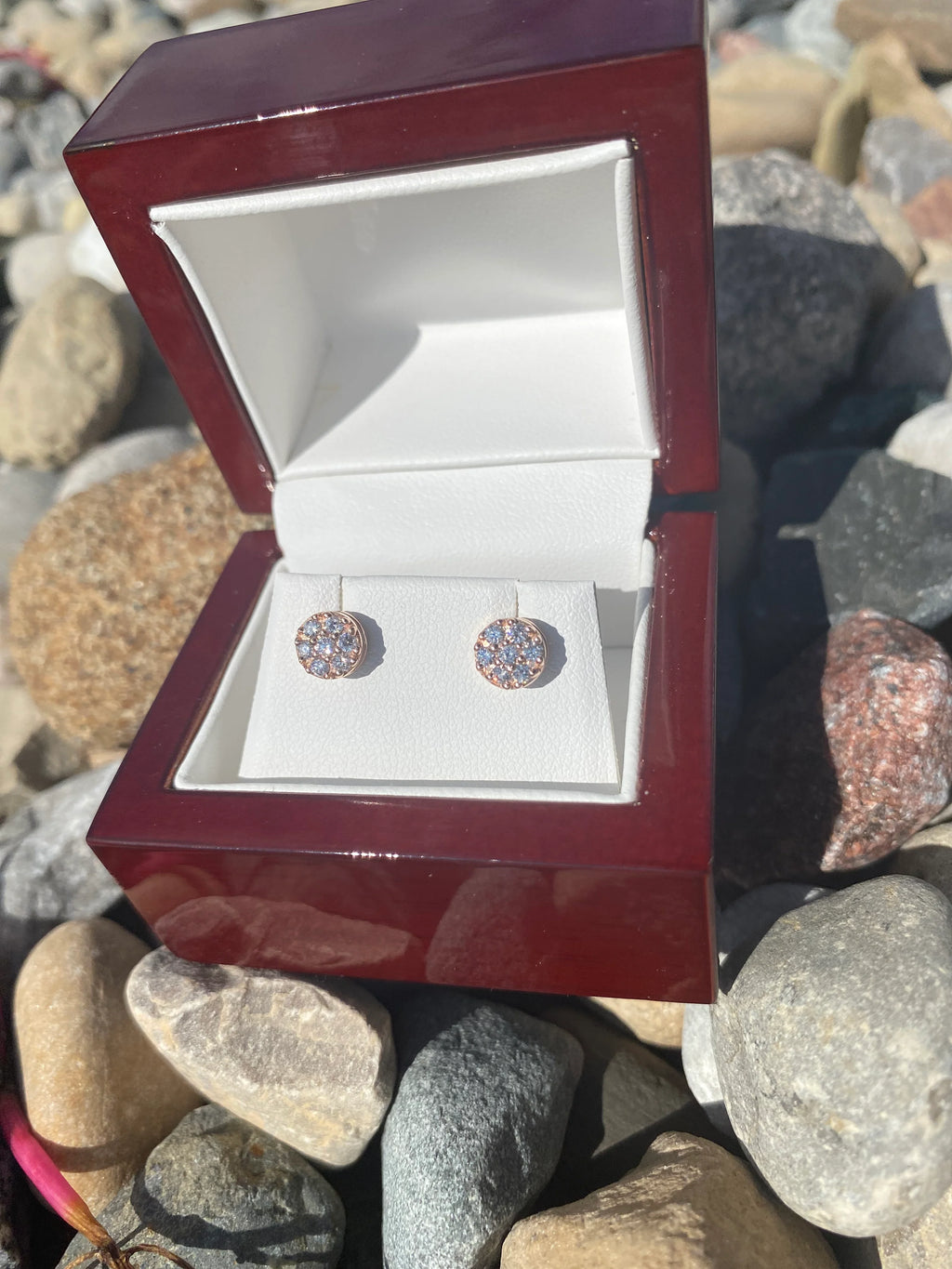 MOSAIC STUD DIAMOND EARRINGS 10K SOLID GOLD 0.50CTW