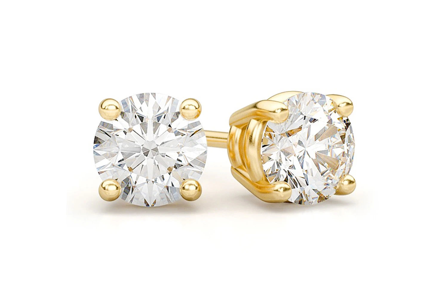 SOLITAIRE STUD 4mm DIAMOND EARRINGS 14K SOLID GOLD