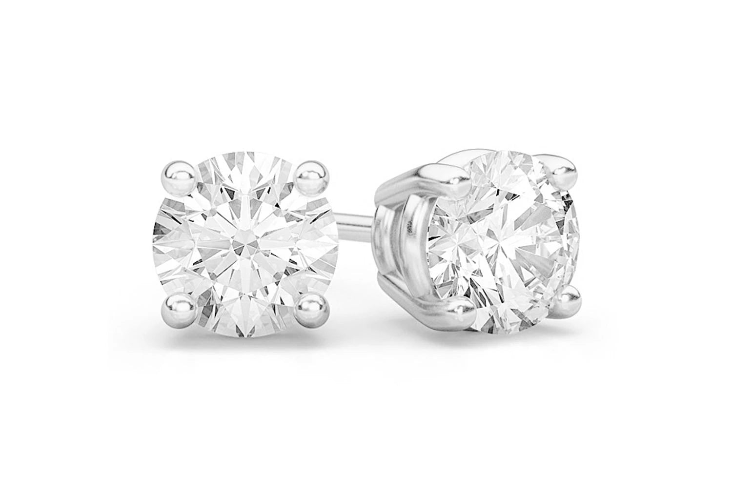SOLITAIRE STUD 4mm DIAMOND EARRINGS 14K SOLID GOLD