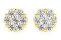 Small FLOWER STUD DIAMOND EARRINGS 14K SOLID GOLD