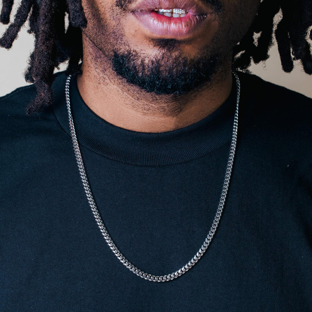 Rhodium Plated 925 Sterling Silver Miami Cuban 080 Chain Link 2.6mm