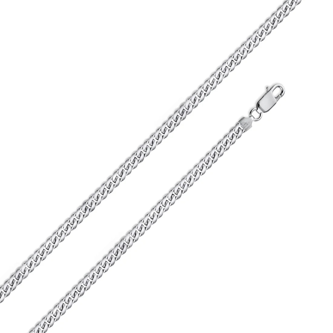 Rhodium Plated 925 Sterling Silver Miami Cuban 060 Chain Link 1.9mm