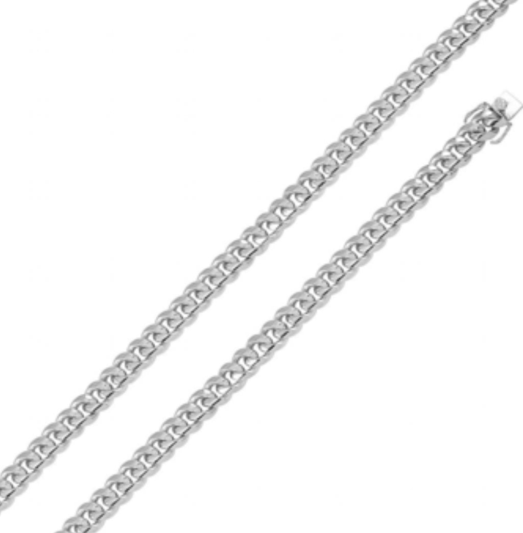 Rhodium Plated 925 Sterling Silver Miami Cuban Chain or Bracelet 9mm Box Lock