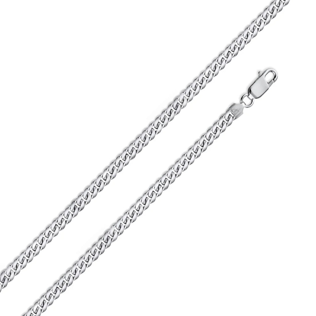 Rhodium Plated 925 Sterling Silver Miami Cuban 080 Chain Link 2.6mm