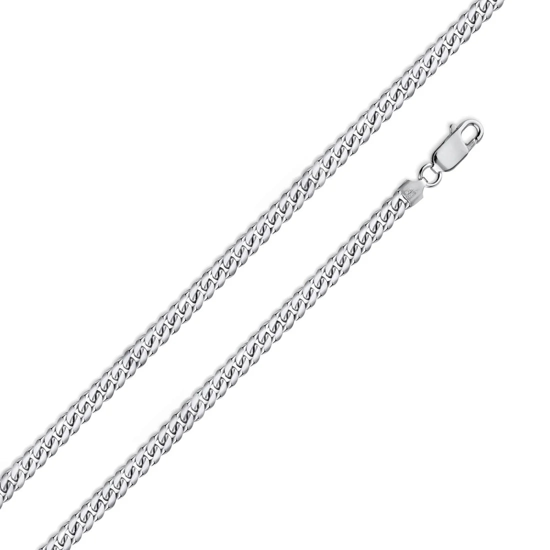Rhodium Plated 925 Sterling Silver Miami Cuban 080 Chain Link 2.6mm
