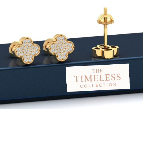 Custom Van Cleef Arpels Diamond Studs - Earring - 10k Sold Gold