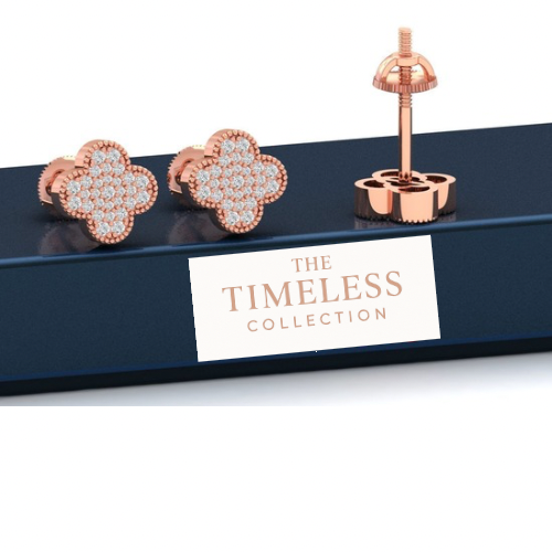 Custom Van Cleef Arpels Diamond Studs - Earring - 10k Sold Gold